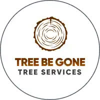 Tree Be Gone logo featuring an icon of a tree stump cross-section.